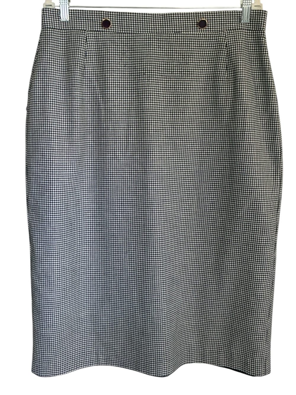 VTG Office Siren Corporate Chic Black & White Houndstooth Pencil Skirt Sz 18